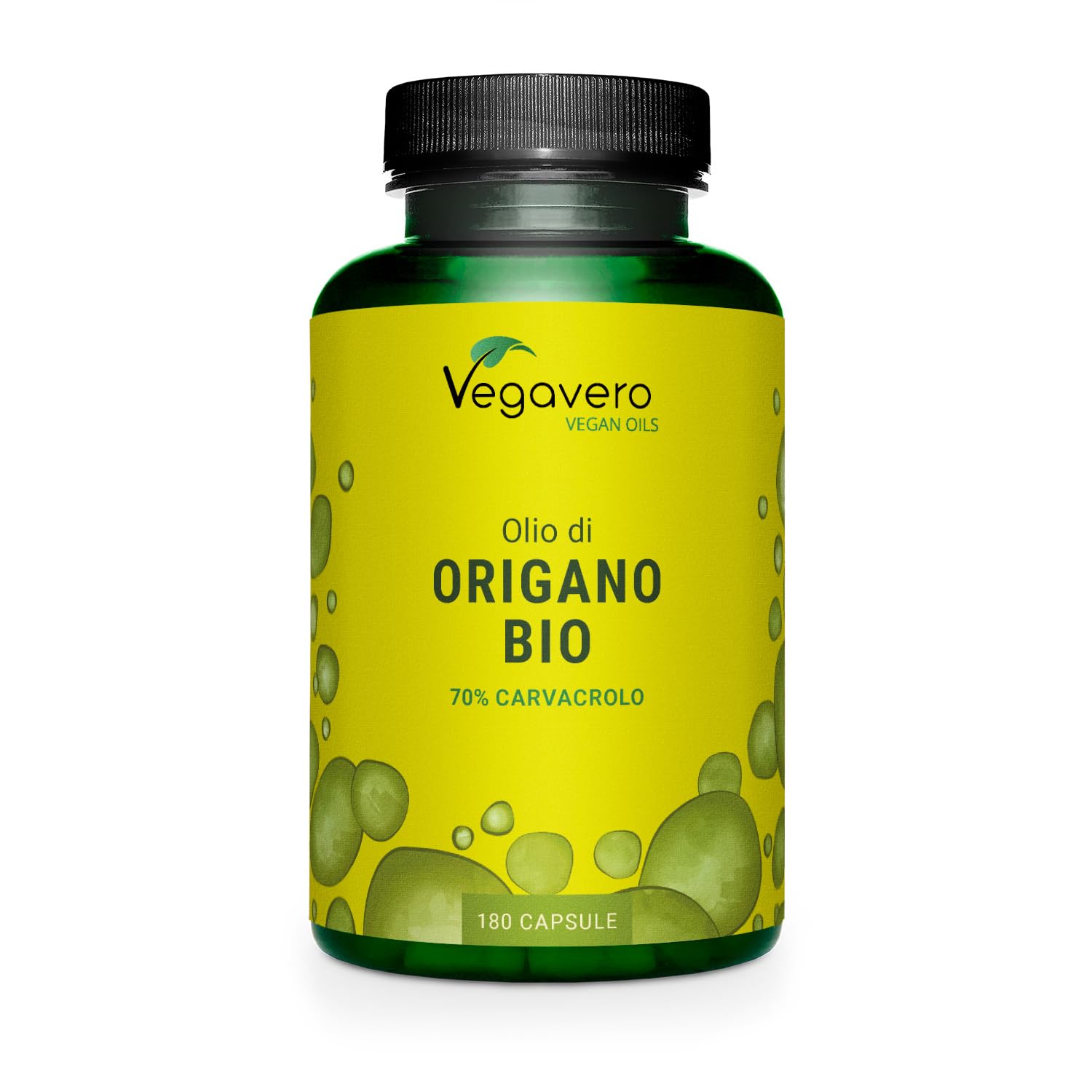 Olio di ORIGANO BIO Vegavero® | con 70% di Carvacrolo e 2,5% Timolo | per Candidosi e Mughetto | 180 capsule | Vegan