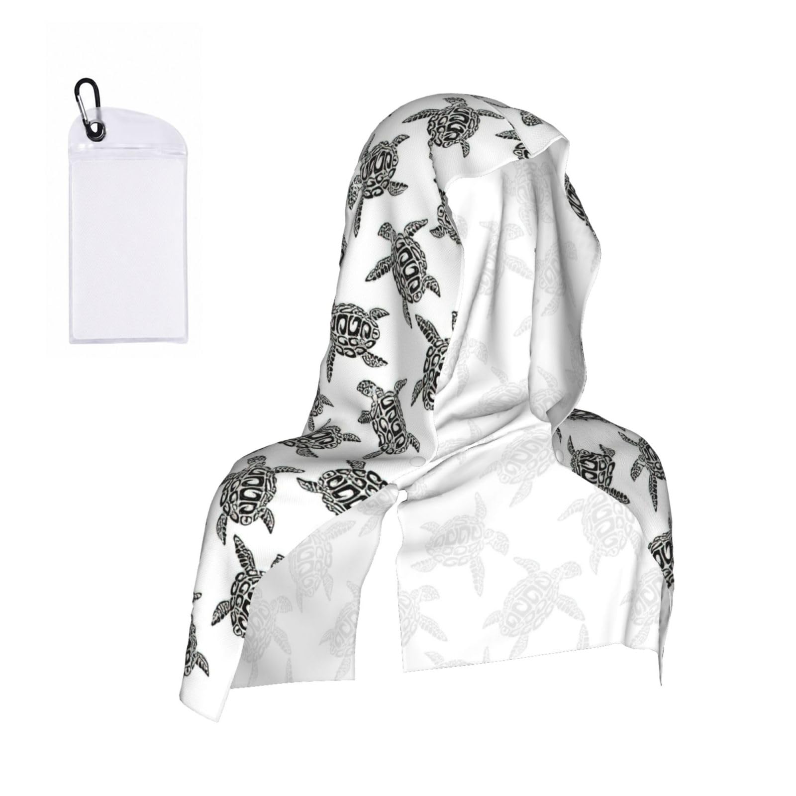 DUWAA Animals Sea Turtles Print Reusable Hoodie Cooling Neck Wrap, Hot Weather Outdoor Sports Workout Head Towel For Stay Chill