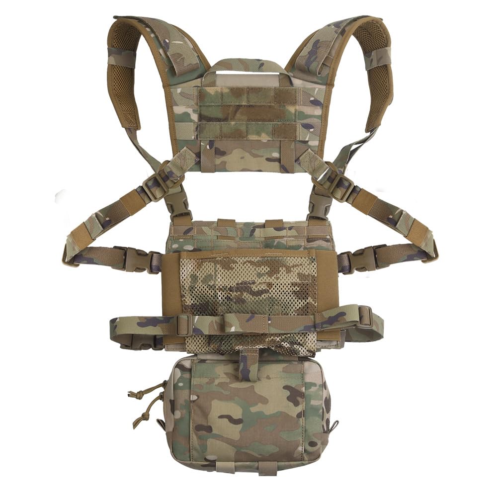 Genérico Chaleco Táctico Chest Rig Hebillas Rápidas, Multi Bolsillo Camo Bolsa Abdominal para Cosplay Deporte Outdoor