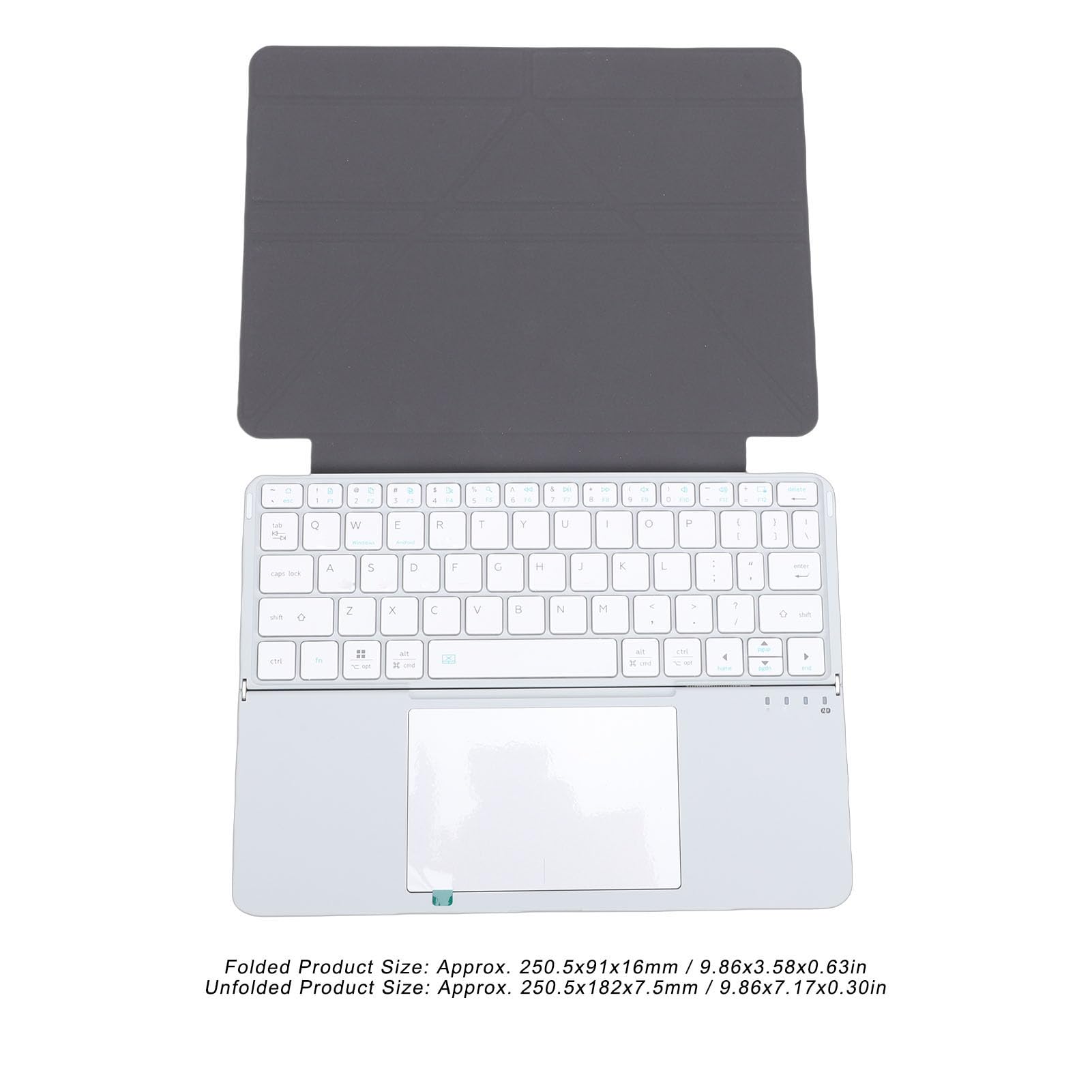 ASHATA Tastiera Bluetooth Pieghevole con Touchpad, Tastiera da Viaggio Portatile Pieghevole con Digitazione Silenziosa con Ampio Trackpad per Android IOS Tablet Laptop PC (SILVER)