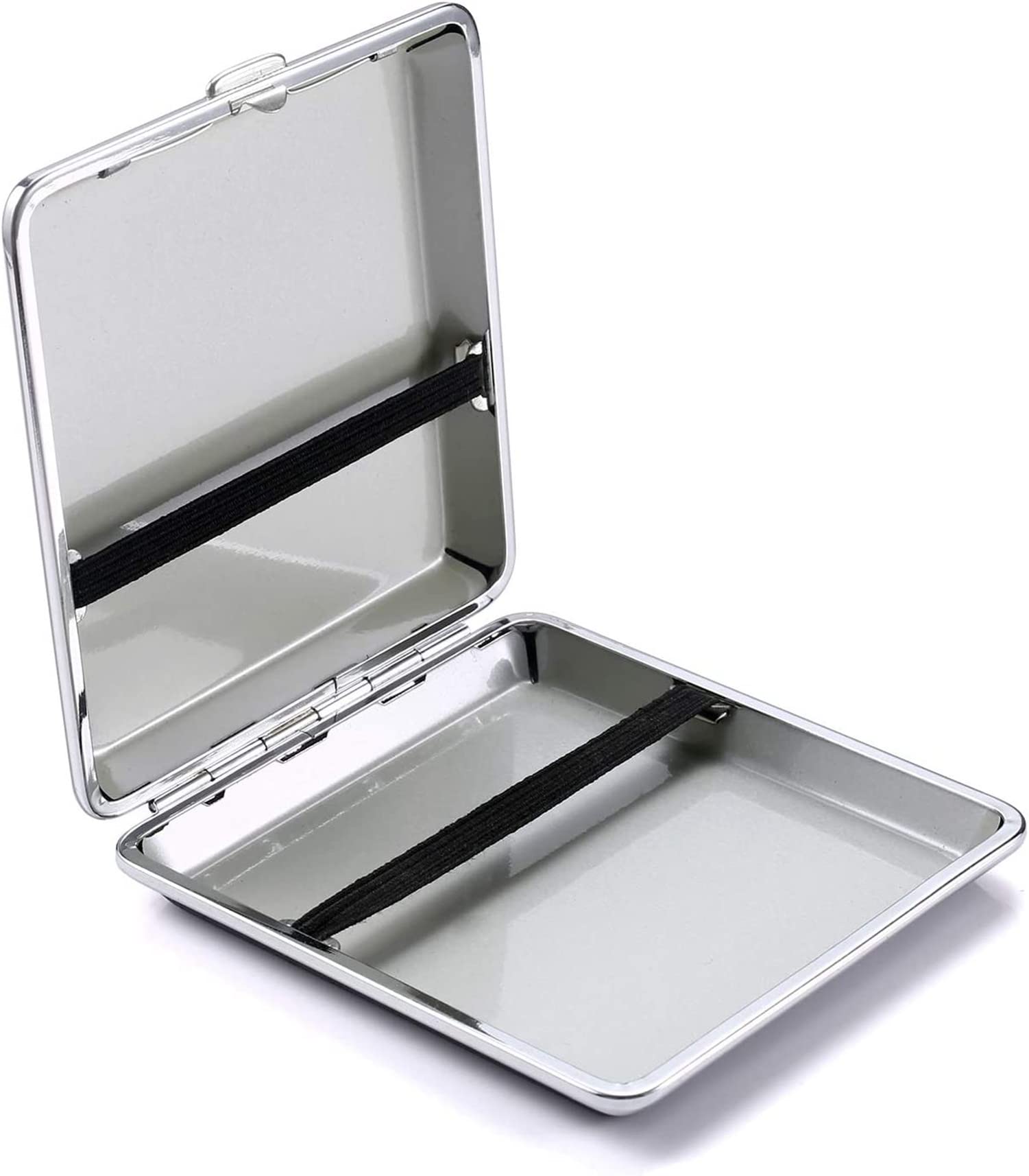 Portasigarette In Pelle PU E Metallo - Per 20 Sigarette Con Elastico