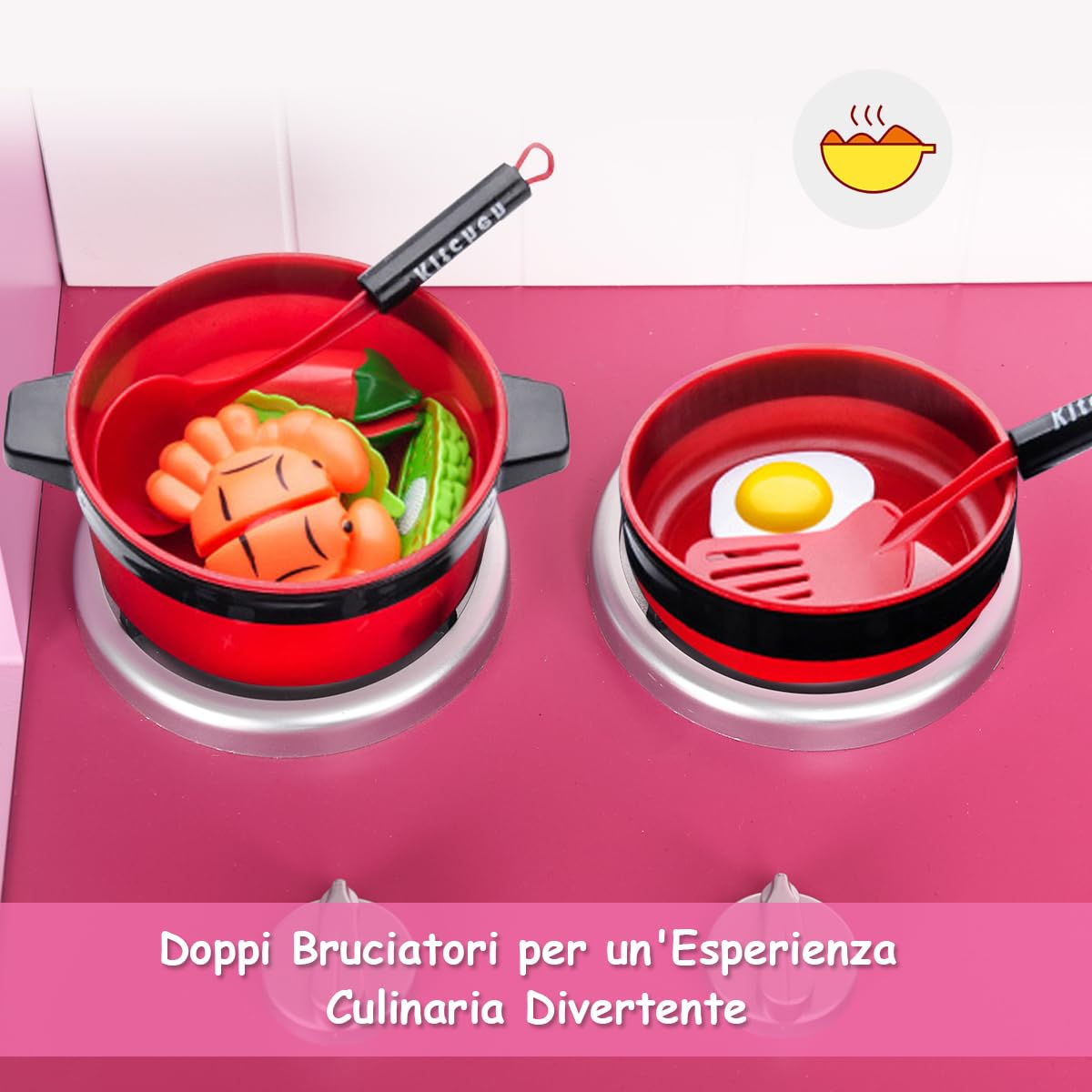 COSTWAY Cucina Giocattolo per Bambini in Legno, Cucina per Bambini con Forno, Microonde, Stufa a Gas, Lavello e Rubinetto, per 3 Anni+