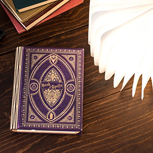 Image of KleverCase Book Cover Themed 360 Degree Chargeable Reading Lamp, Night Light, Desk, Bedside Light. (Purple Spells, Large Size White Light)