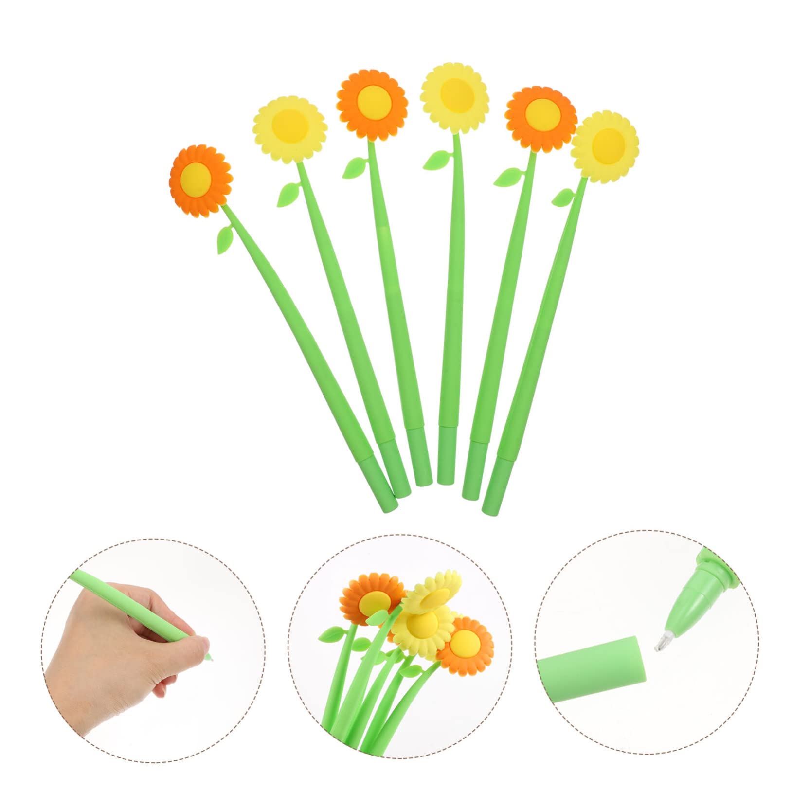 Didiseaon 18 Pcs Stylo En Silicone Tournesol Stylos Neutres s à Prise Confortable à Fleurs à Bille Roulante à Encre Gel De Nouveauté Floraux Gel De Silice