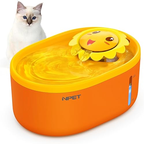 NPET Fuente de agua para gatos con calcomanías de bricolaje, fuente de agua automática para mascotas de 2 L67 onzas con bomba silenciosa,