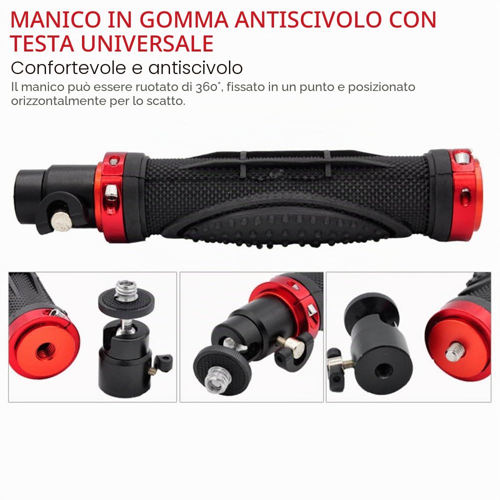 AFUNTA Pro Handheld video della telecamera stabilizzatore costante, ideale per GoPro, Cannon, Nikon o qualsiasi fotocamera DSLR fino a 0.95 KG Con Smooth Pro Glide fisso Cam - Rosso + argento + nero