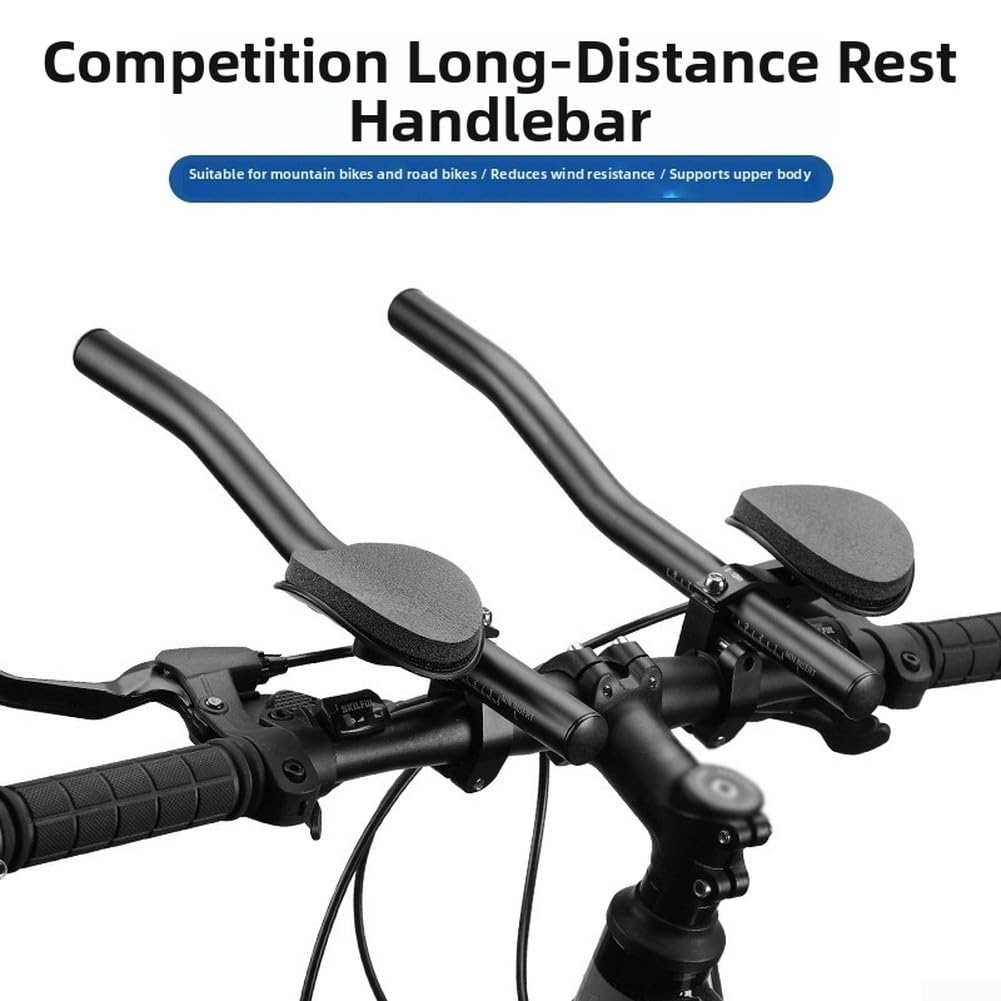 Aluminium Fahrrad Lenkerverlängerung für Mountainbike und Rennrad, Ergonomische Split Rest, Rutschfest, Passend für 25.4 bis 31.8mm, Schwarz