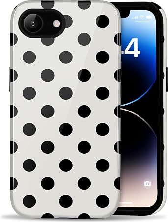 for iPhone 16e/17e Cute Polka Dot Phone Case, White