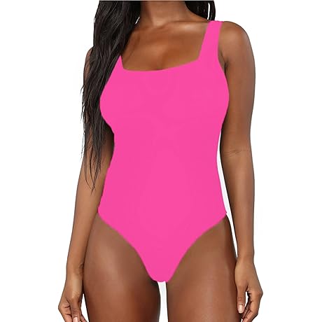 Charming Sleeveless Scoop Neck Pink Bodysuit
