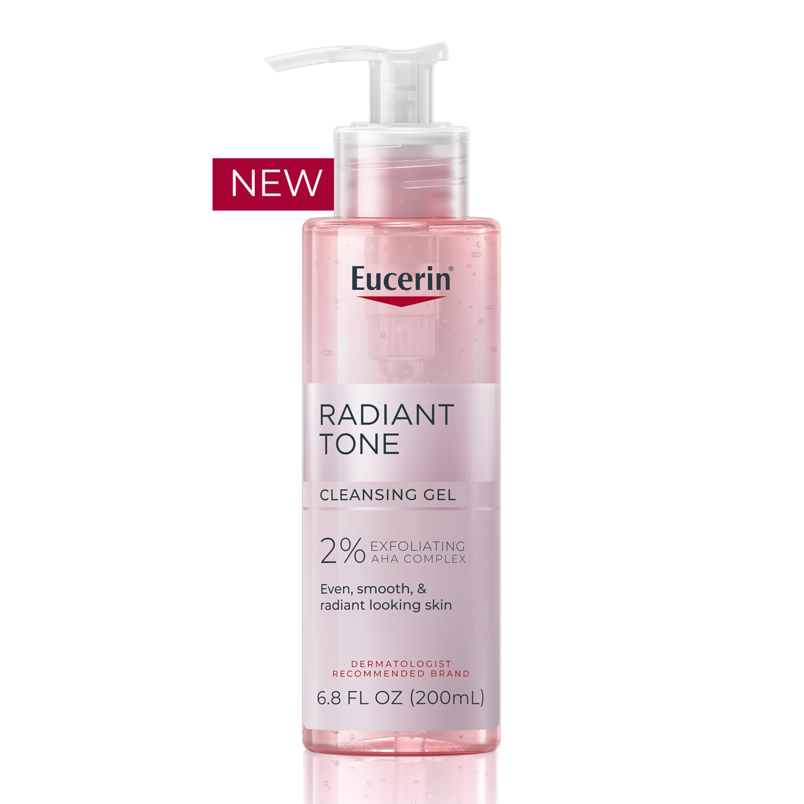 Eucerin Radiant Tone Face Cleanser Gel with 2% Exfoliating AHA Complex, Gentle Face Wash Improves Skin Clarity and Boosts Radiance, All Skin Types, 6.8 Fl Oz Bottle