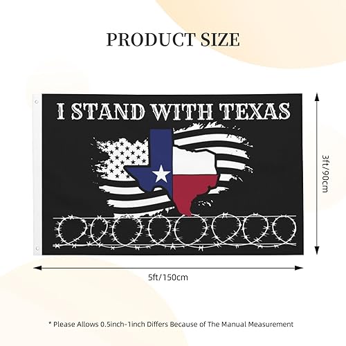 Miniatura 3 de Bandera de alambre de púas con texto en inglés "I Stand With Texas Razor Wire Flag For Room Guys - Bandera de doble cara para exteriores para aula,