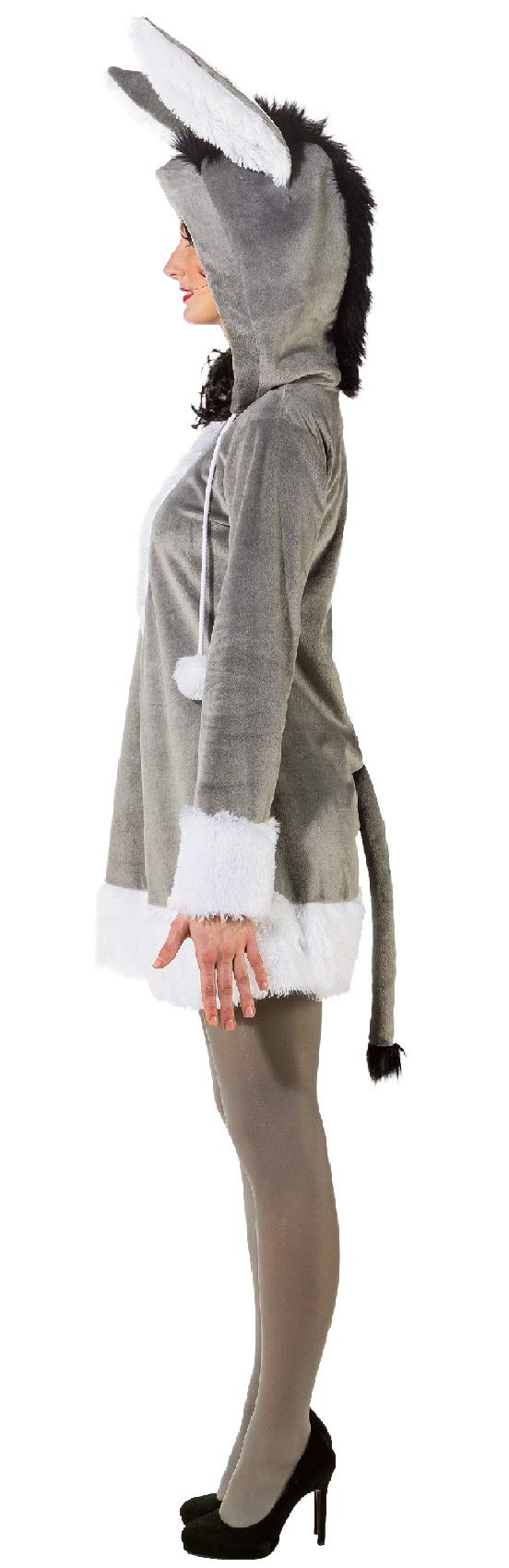 O9140-46-48 grau-weiß Damen Esel Kleid Pferde Kostüm Gr.46-48