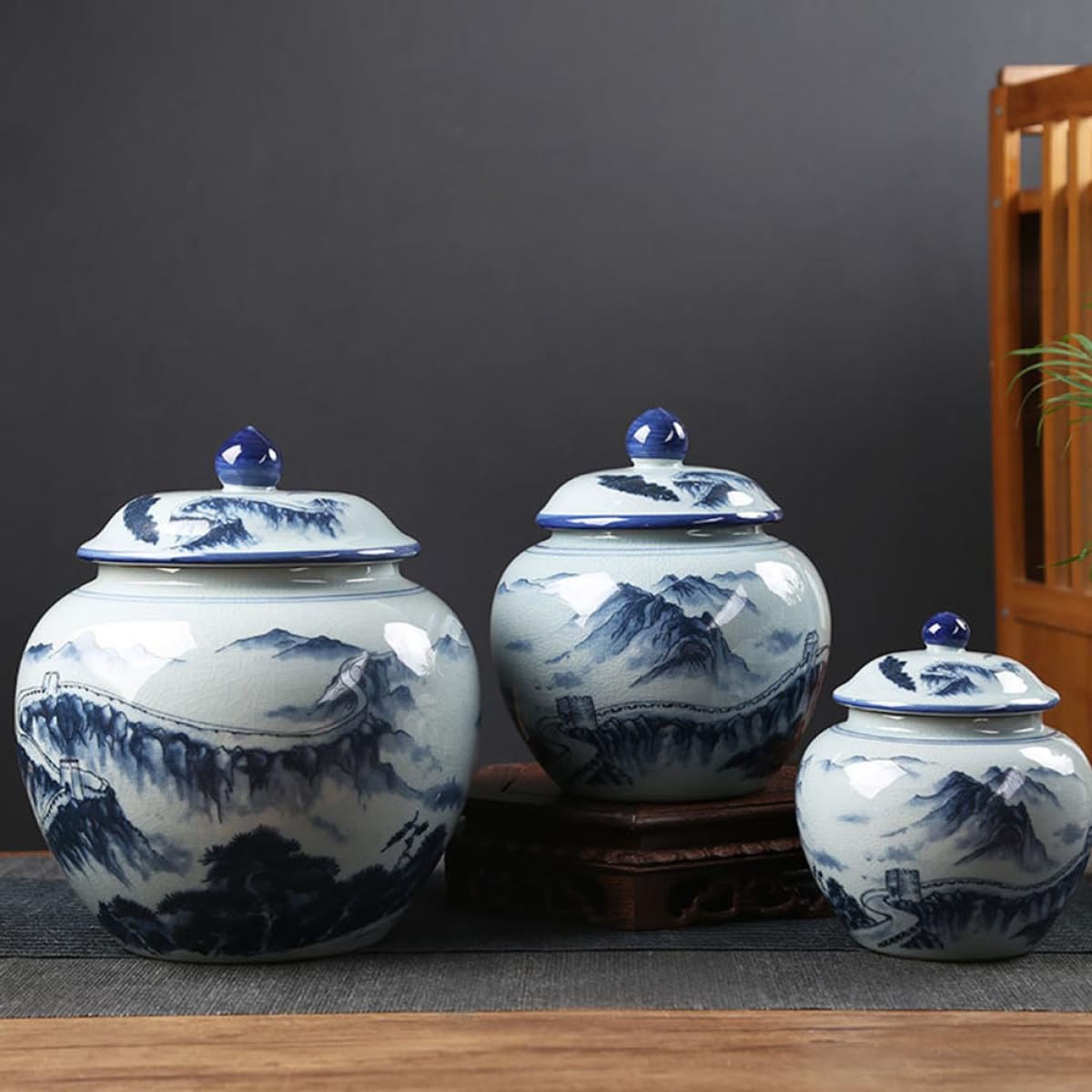 Garneck Keramik Teedose mit Luftdichtem Verschluss und Versiegeltem Deckel Chinesischer Vintage Stil zur Aufbewahrung von Tee und Kaffeebohnen im Haushalt oder Teegeschäft