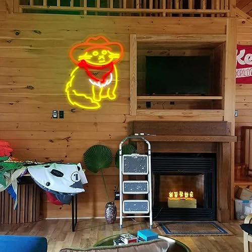 Miniatura 6 de MewNeon Letrero LED de neón con diseño de gato Meowdy para decoración de bares, sombrero de vaquero y gato para decoración de pared, bonito letrero