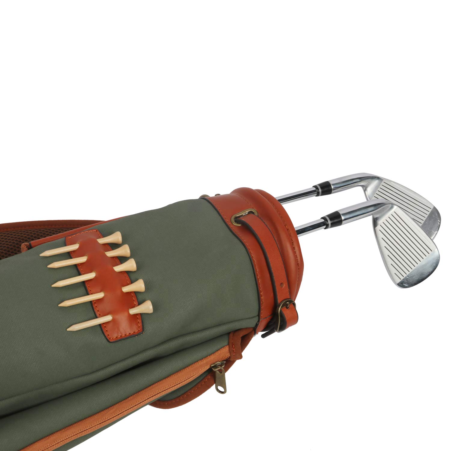 TOURBON Grün wasserdichte Segeltuch-Golfbag für Golfschläger, weicher gepolsterter Schultergurt, 3 Taschen, 3 Divider, geeignet für Erwachsene Golfer (Unisex)