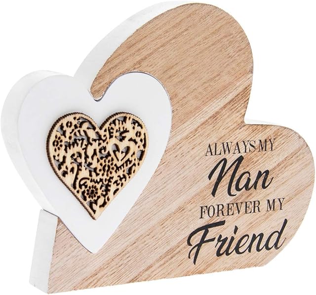 The Leonardo Collection LP44048 Plaque | Double Heart Always My Nan | 1 Piece-15x2x12 cm Accessory, White