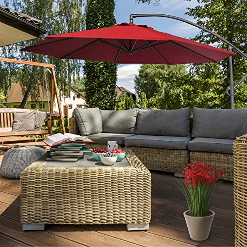 Abba Patio 10-Feet Offset Cantilever Outdoor Hanging Patio Umbrella, Red #TOP1