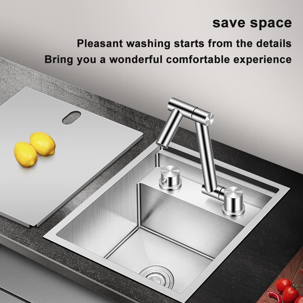 , with Small Water Purification Faucet Stainless Steel Bar Sink, Single ?Bowl ?Prep Sink, Drop-in Or Undermount Installation, Easy to Clean (Color : Silver, Size : 80x50cm)