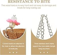 Vista 8 de POPETPOP Nido de pájaro de concha de coco natural – Nido mecedora colgante de pájaro caja nido de loro de coco jaula para pájaros de coco, cabaña