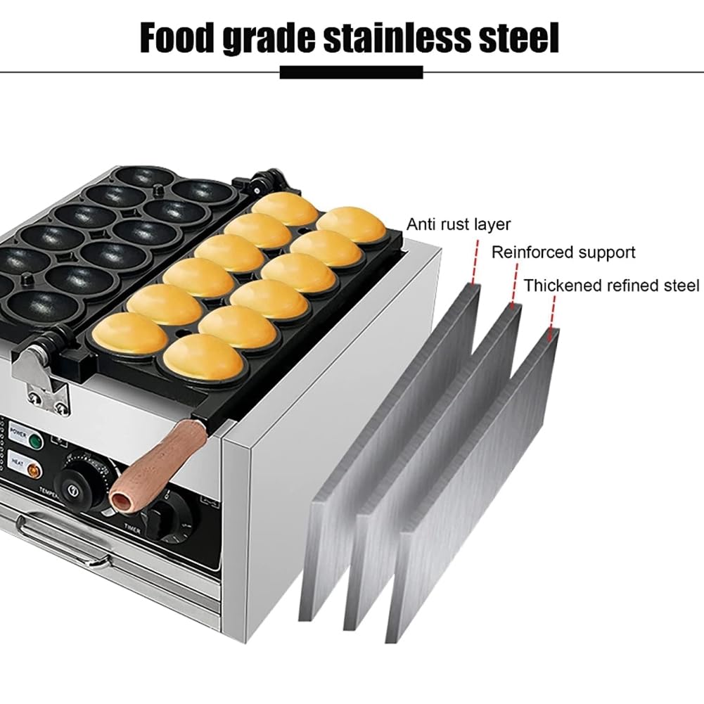 FURLOU Máquina para Hacer gofres con Forma de Huevo Comercial, máquina para Hacer gofres de Huevo Antiadherente eléctrica de 1800 We, máquina para Hacer Bolas de gofres con brocheta de Burbujas
