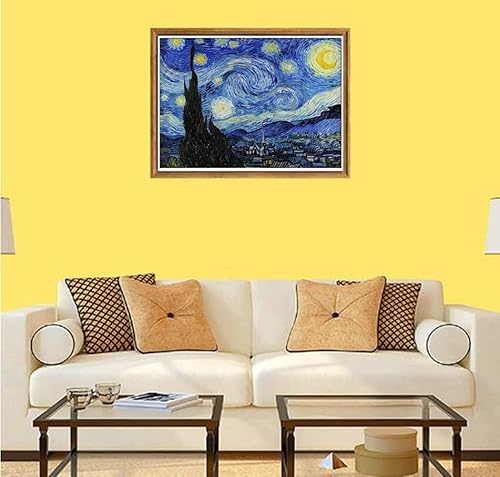 Miniatura 3 de LXTONG Van Gogh - Kit de pintura de diamantes de cielo estrellado 5D, juego completo de pintura de diamantes redondos de noche estrellada, puntos de
