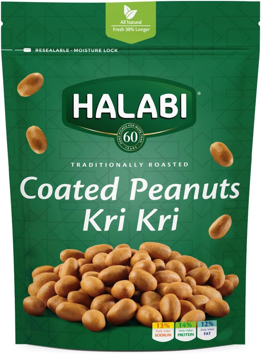 Halabi - Traditionally Baked Kri Peanuts , All Natural Ingredients Healthy Snacks Longer Freshness Resealable Bag 90G