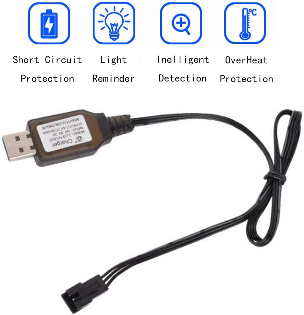 2 Pack 7.4V 1500mAh Li-ion SM3P Plug Rechargeable Battery with 2 USB Charger Cable for MN99s MN99 MN98 MN 82S MN128 MN78 SGP06 RC Jeep Huina 1575 RC Construction Truck