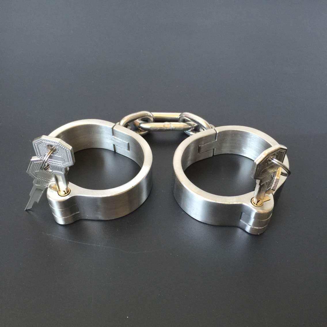 Male Female Stainless Steel Collar Wrist Ankle cuff Restraints heavy duty Slave Shackles&Chains Bondage Set Restraint BDSM Flirting Toys Handcuffs (Collar, Male)