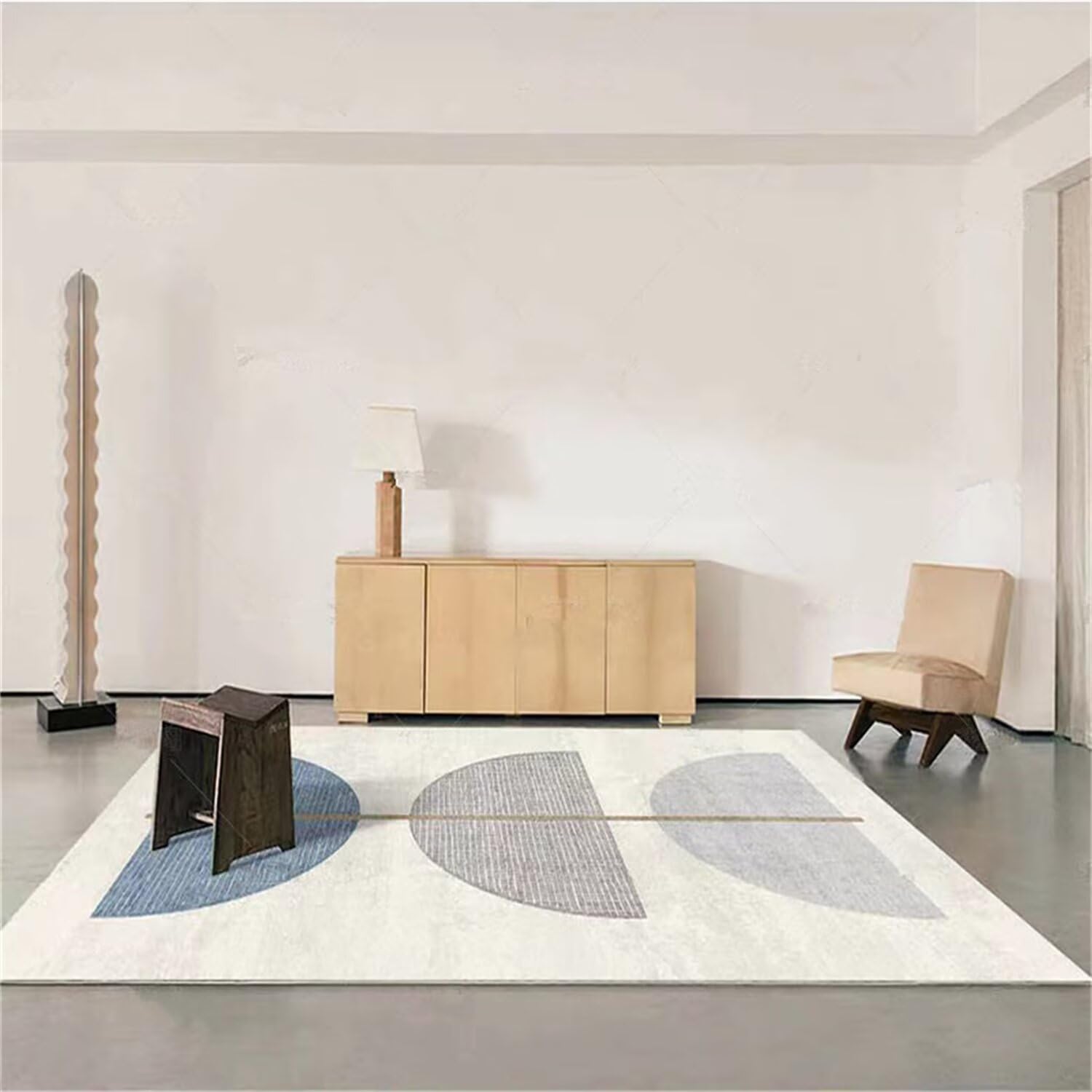 Tapis salle à manger antidérapant gris contre les glissades de chaises au salon