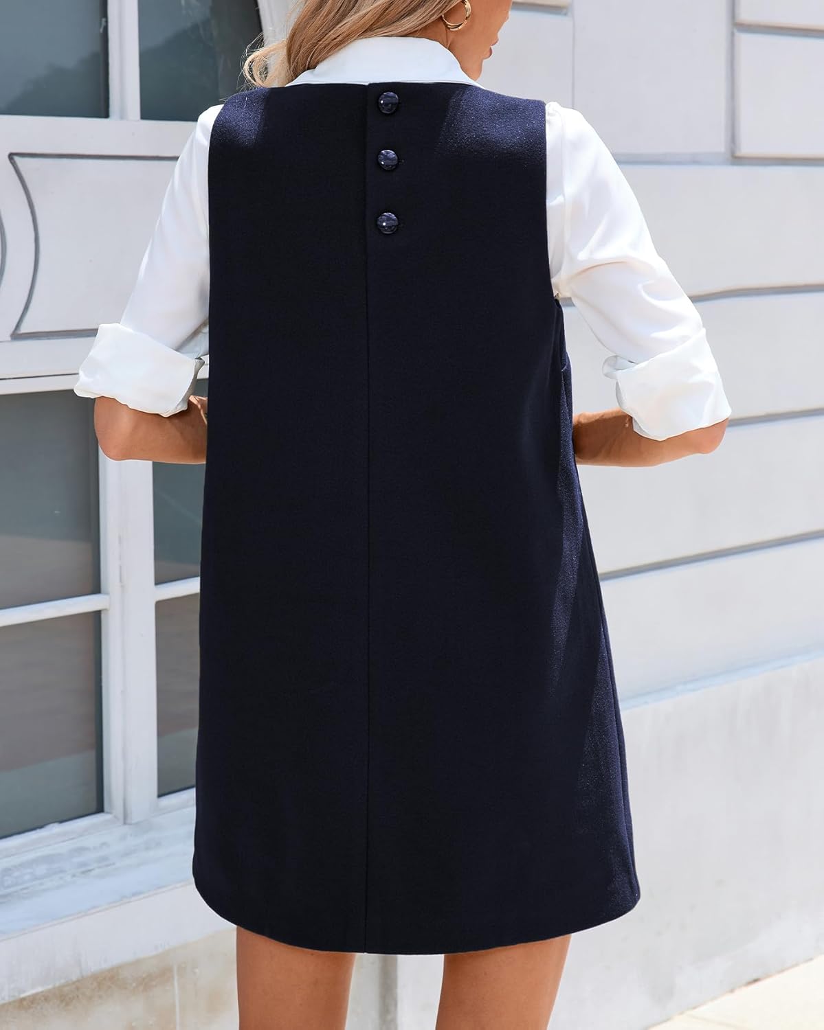 Women's Casual Loose Tank Dress Crew Neck Sleeveless Shift Mini Dress - Image 2