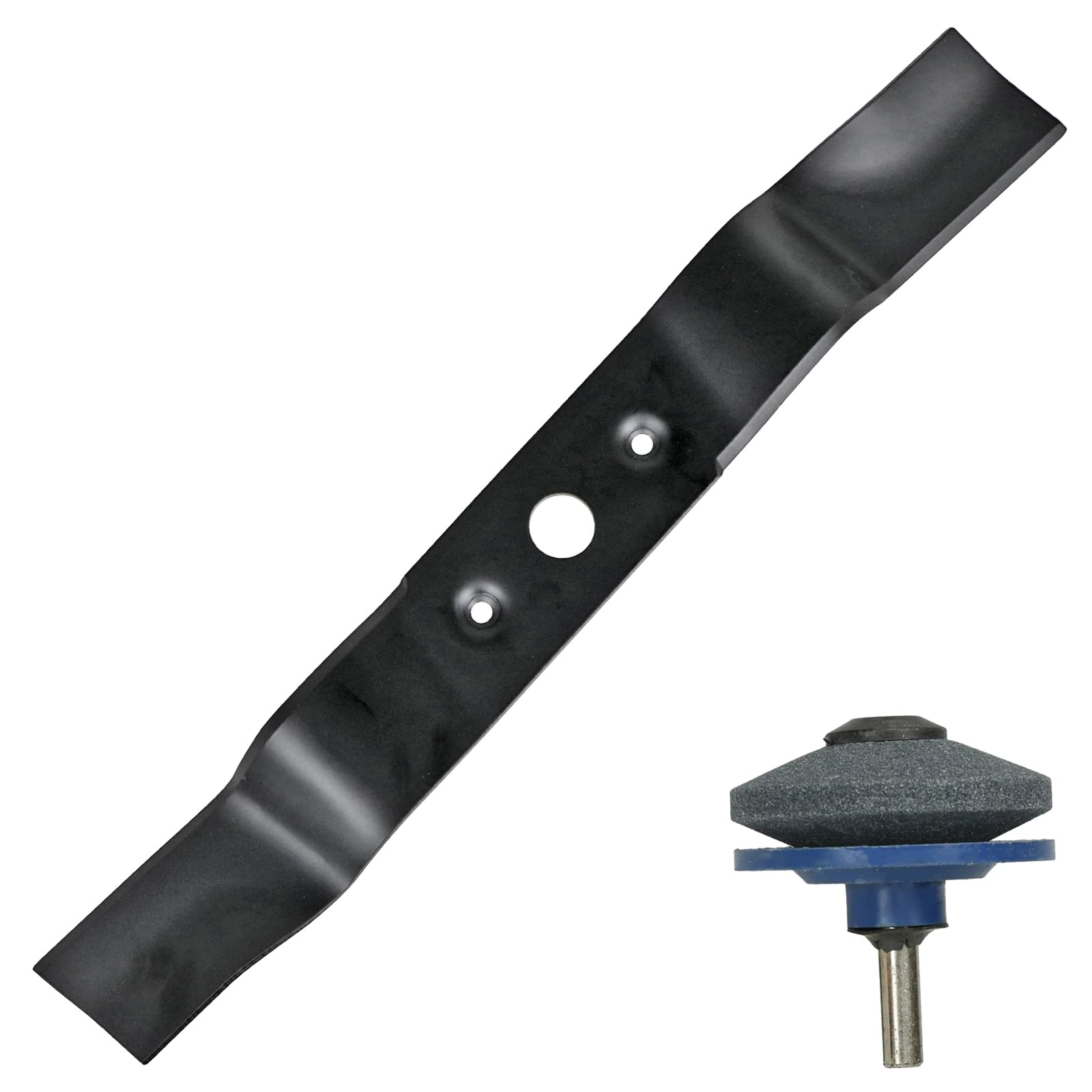 Spares2go Blade for MacAllister MLMP300H40 MLMP300SP40 Lawnmower 40cm Metal Grass Cutter + Sharpener Attachment