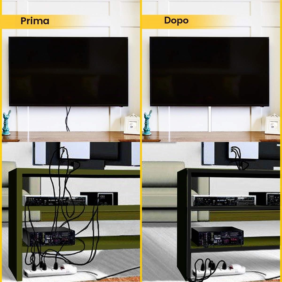 Stageek Canalina Coprifili, Canalina Cavi, Canali Portacavo, Canalina Passacavi, Cable Management Scrivania, Dimensioni: 9x39 CM, Lunghezza totale: 3,5 M - Nero