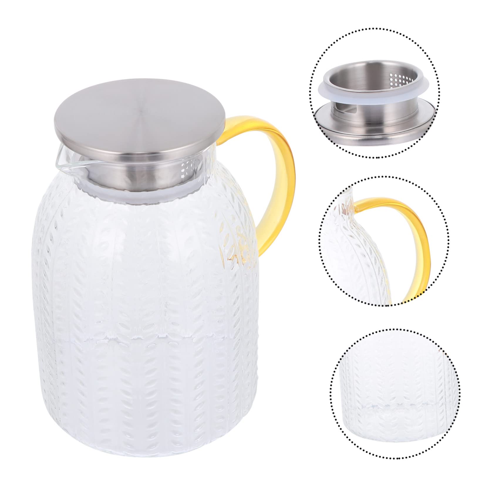 Jarra de Agua de Vidrio 1800ml, Gran Capacidad, Diseño Cuidado | Cierre Hermético Antifugas, Resistencia al Desgaste, Acabado Elegante, Uso Diario en Mesa y Nevera