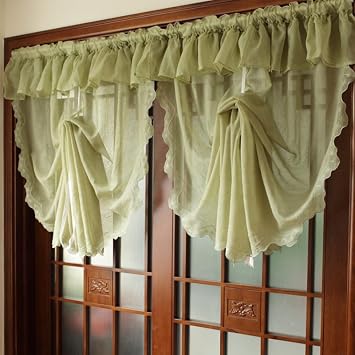 1 Panel Lace Window Curtain Adjustable Tie-Up Roman Curtain
