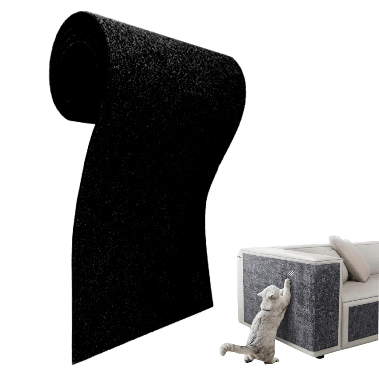 Scratching Mat For Cats Self-Adhesive Scratch Mat Cat DIY Trimmable Carpet Mat, Anti-Scratch Furniture Protectors, Wall Scratching Boards for Carpets, Sofa, Walls (Black, 40 * 200cm)