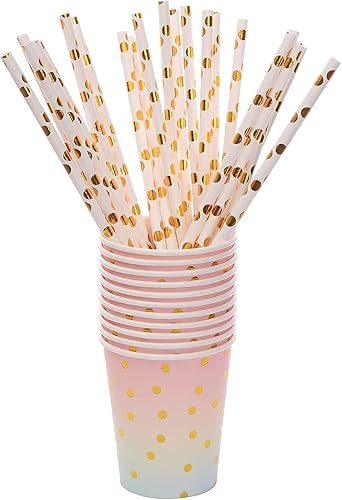 Miniatura 7 de Juego de 200 piezas de suministros de fiesta de colores pastel arcoíris, vajilla de papel desechable que sirve 25, platos de papel pastel,