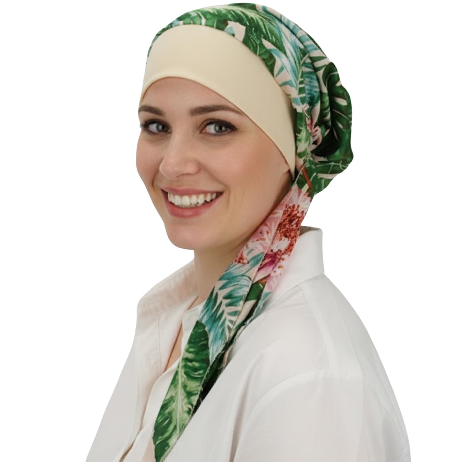 Fadachy Women's Papastoral-Green Print Head Scarfs For Chemo Headwear Turbans Uk Cancer Scarves Bandanas Soft Satin Head Scarf Sleeping Cap Bonnet Headwear
