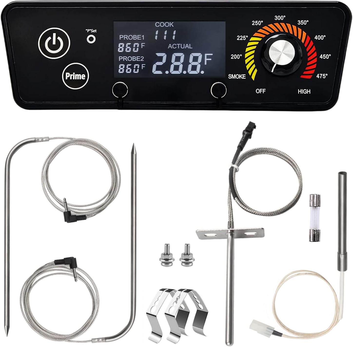 Digital W/LCD Display Control Board Replacement Parts Kit Compatible with Pit Boss Pellet Grill Smoker Austin XL,Tailgater,Classic, Include Meat Probe, Temperure Sensor Probe, and Igniter Hot Rod