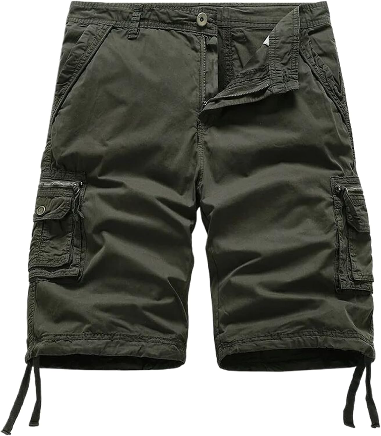 Summer Cotton Cargo Shorts Men Solid Multi Pocket Casual Jogger Shorts Mens