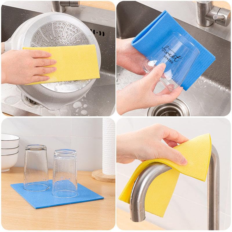 PILLTOX Swedish Dishcloths for Kitchen Reusable Cleaning Cloth 5 Pack Highly Absorbent Sponge Dish Cloth for Dishes Counters Kitchen Wipes Multipurpose Cleaning Cloth 2