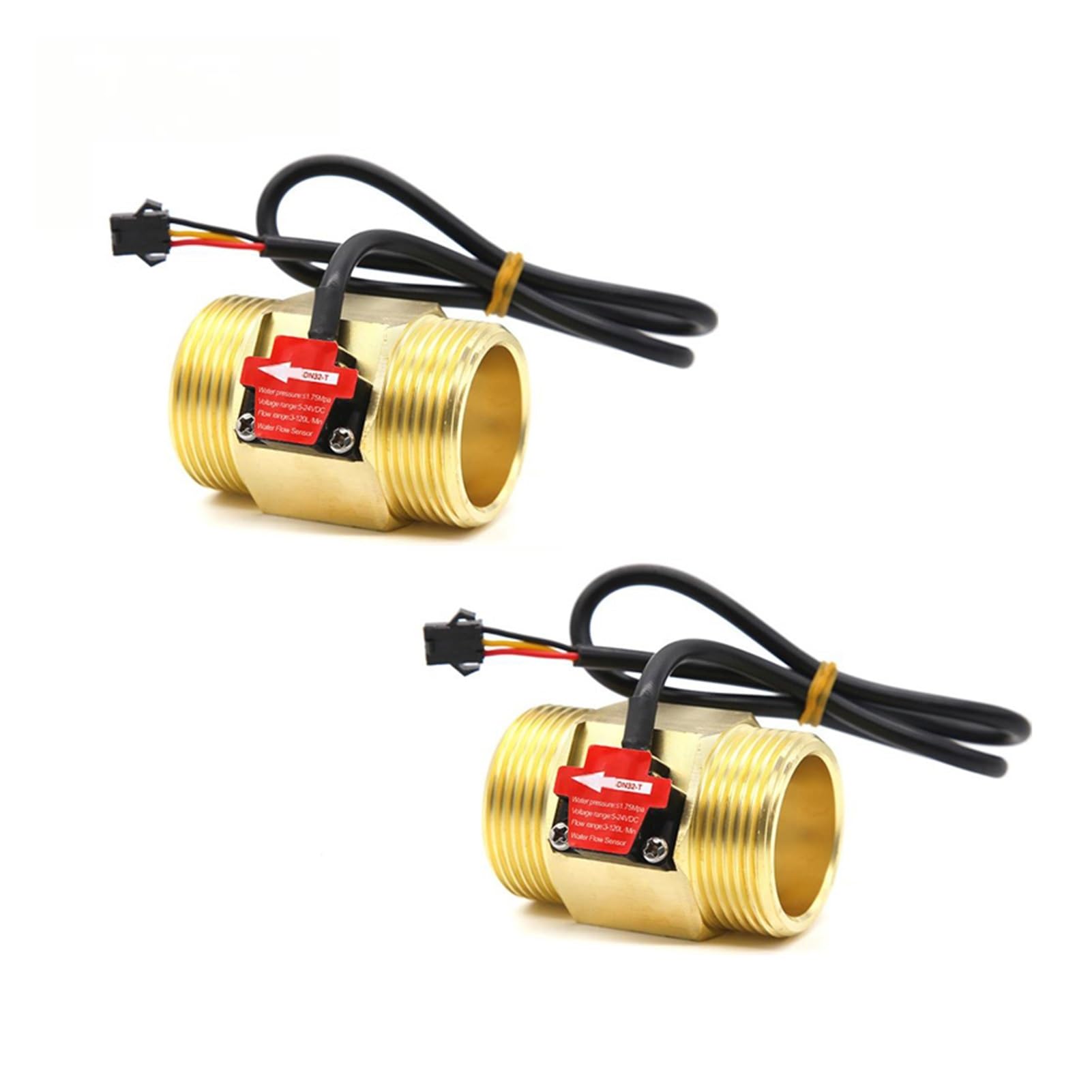 DN32-T 3-120L/min Sensor de flujo efecto Hall agua BSP G1 1/4 "extremo roscado DN32 conexión 3% medidor error Easy to install and operate(2PCS)