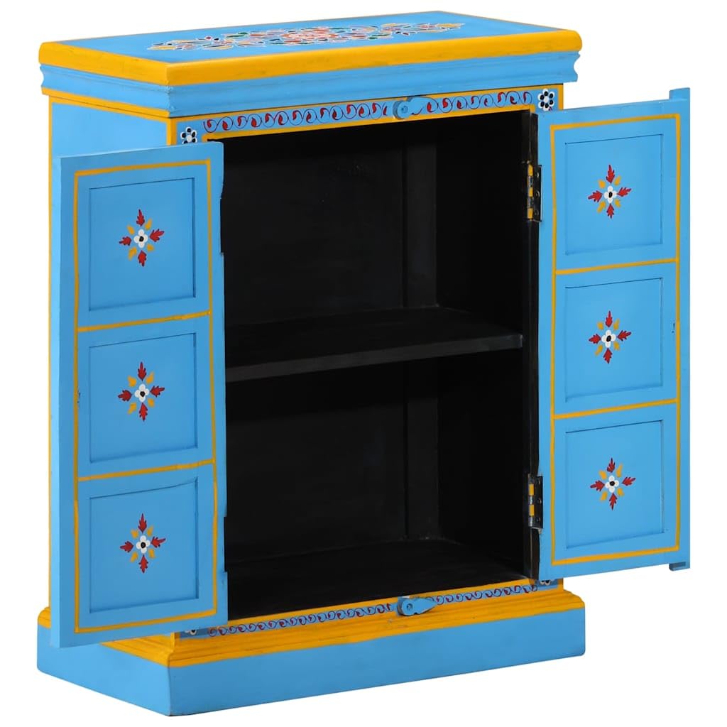 Credenza in legno massiccio di mango dipinta a mano, comò