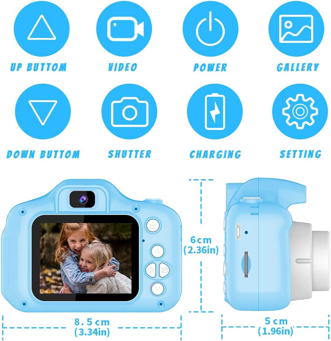 CADDLE & TOES Kids Camera, Christmas Birthday Gifts for Girls or Boys Aged 4+ to 12 Years Old, Kids Digital Camera (Blue Camera with SDCard) 1