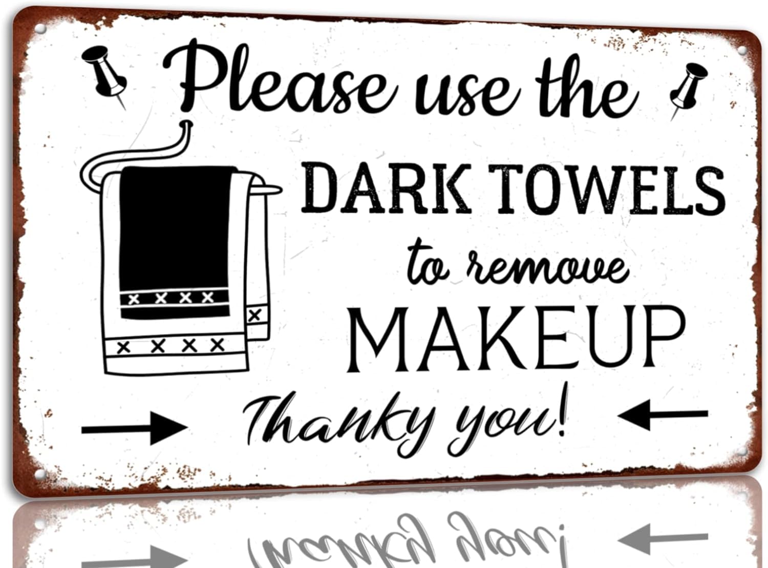 Anceky Please Use The Dark Towels To Remove Makeup Metal Sign Funny Bathroom Tin Sign Vintage Bathroom Wall Decorations For Home Cafe Bar 8x12 Inch