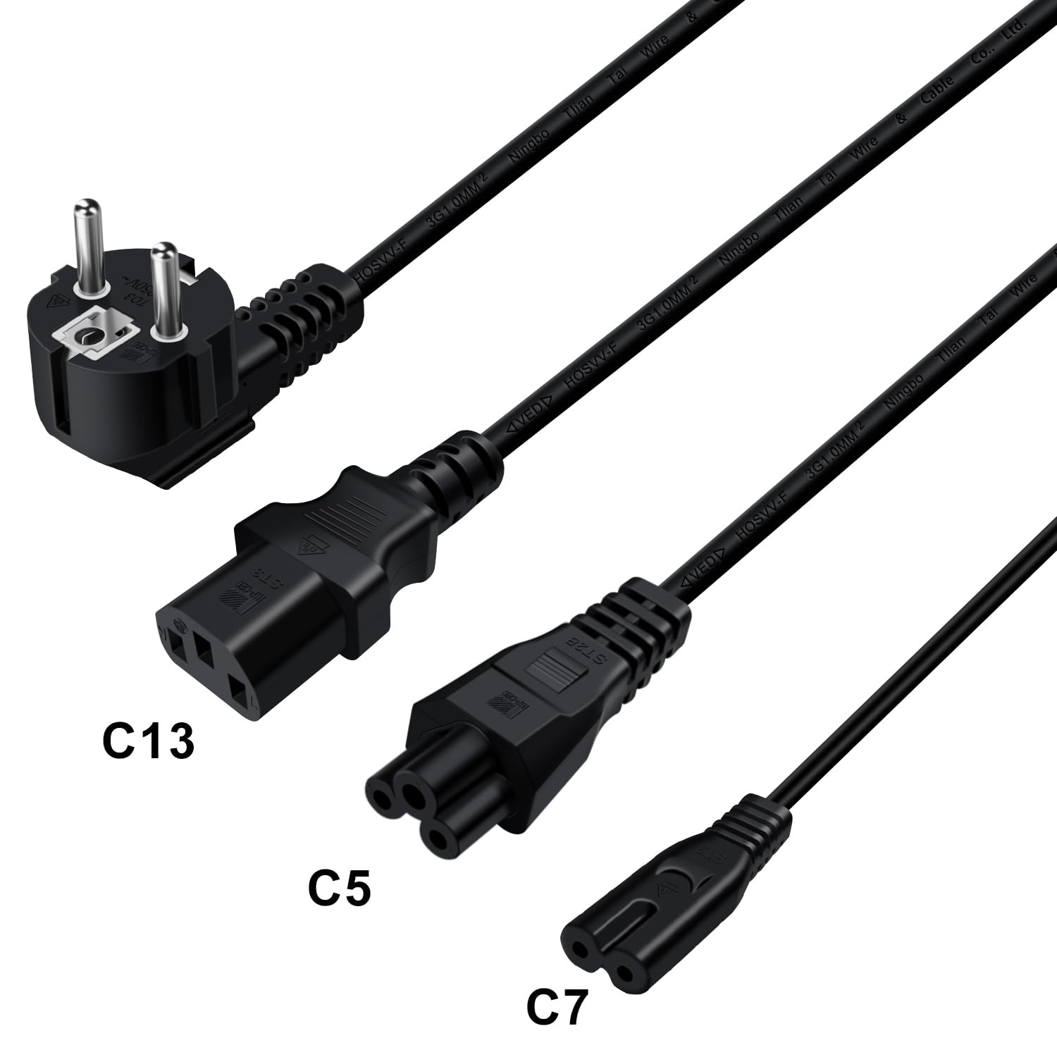 Good Connections Netsnoer - 3 m - geaarde stekker type E F (CEE 7/7, hoekig) aan C13 koudeapparaataansluiting (recht) - kopergeleider CU - 1,00 mm² - kabel voor pc, monitor en nog veel meer - wit