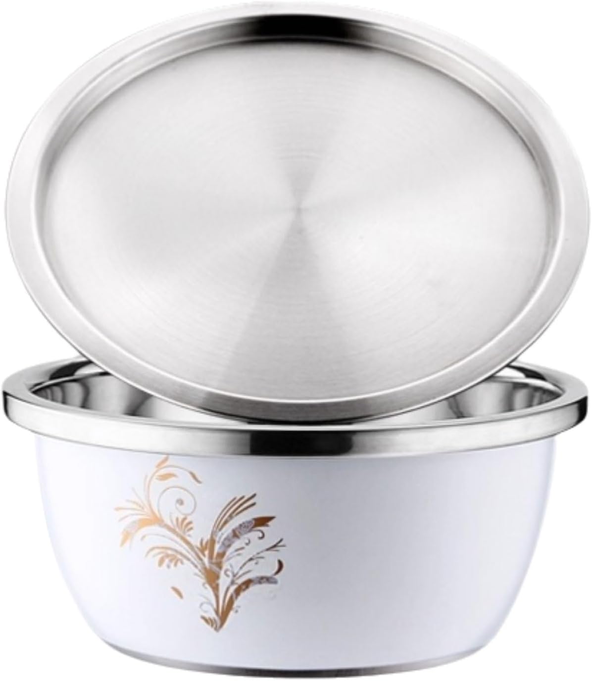 Stackable Stainless Steel Mixing Bowl With Lid Home Kitchen Baking Beat The Eggs Salad Mixing Bowl Stackable Multifunctional multipurpose(S)