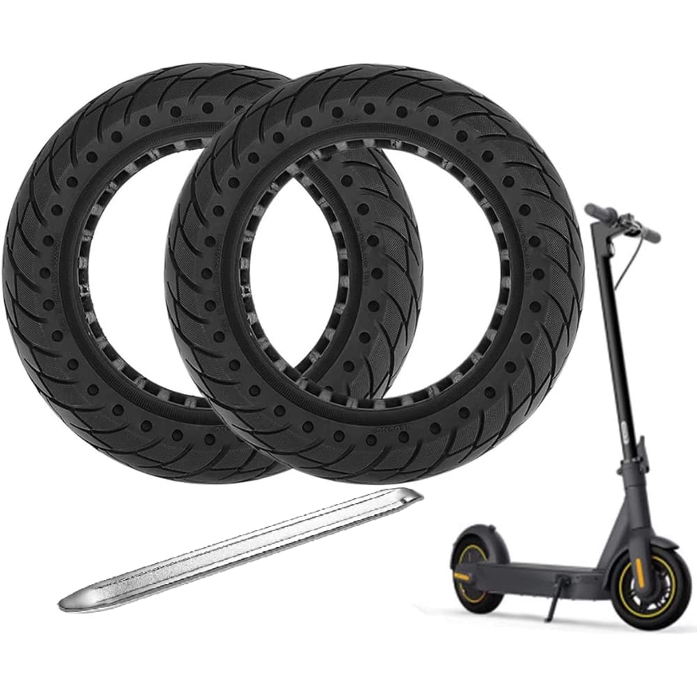 Ruota Piena 10x2.5 (36mm) per Monopattino Elettrico – Pneumatico Solido Anti-Foratura Compatibile con Xiaomi, Ducati, Lexgo, Vivobike S2 60/70-6.5 (Nero puntini 2pz+leva)