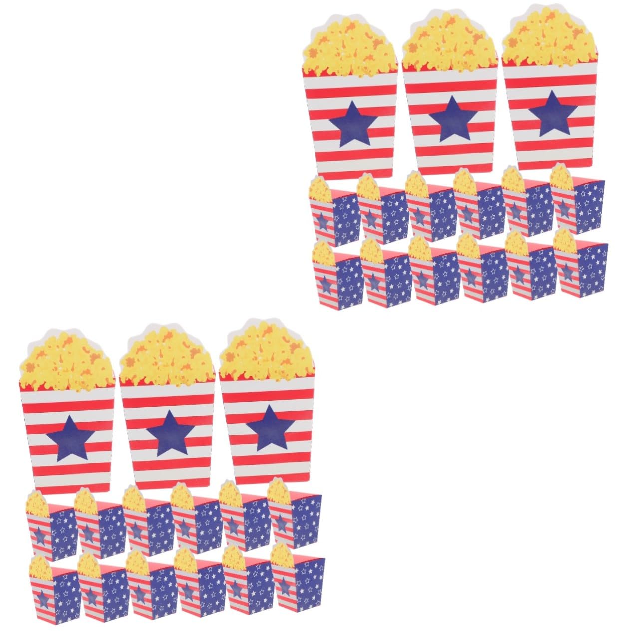 VICASKY 60 Stck. Teiliges Popcorn Boxen aus Papier mit Dekorativem Muster für Amerikanischen Unabhängigkeitstag Leichte Reißfeste Snackbehälter für Popcorn Süßigkeiten Partys und