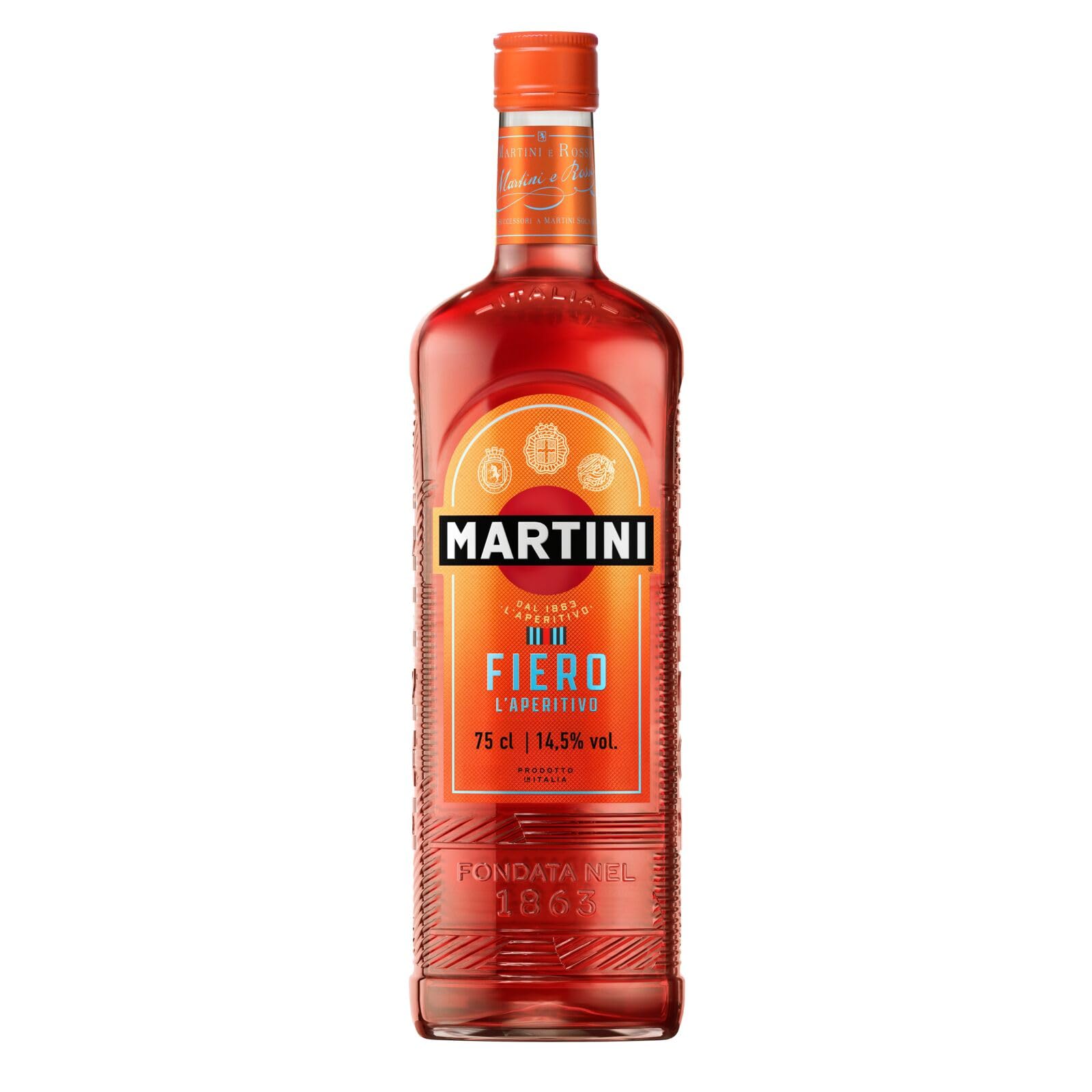 MARTINI Fiero roter Wermut Aperitif, 14,5% vol., 75cl / 750ml, süßer Wermut angereichert mit handgeschnittenen spanischen Orangenschalen