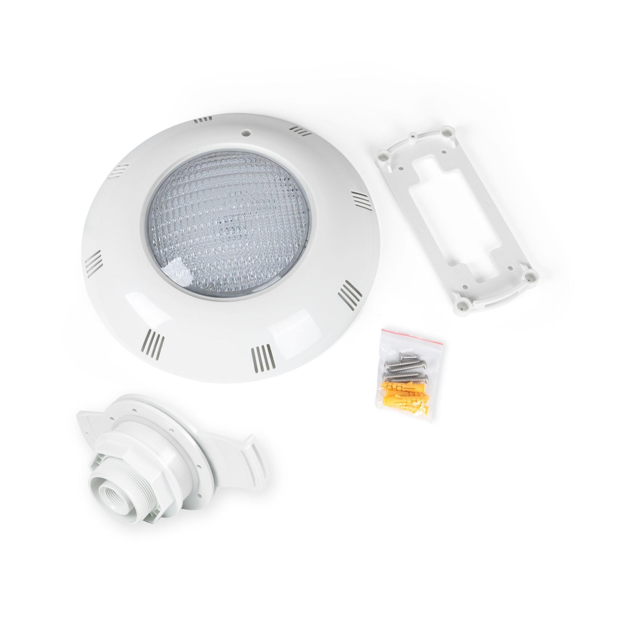BARCELONA LED Foco LED Piscina Fibra 24W AC12V IP68 Ø295mm Luz Blanca 6500K SMD2835 Foco LED Sumergible para Piscinas de Fibra Montaje Superficie Luz Subacuática para Piscina, Spa, Fuente y Jardín